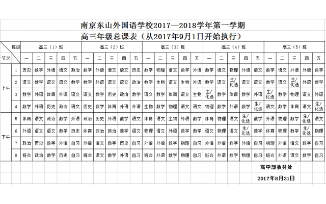 高三课表